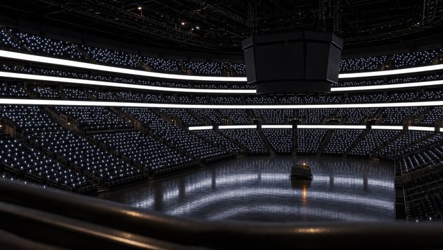The arena awake, every seat lit