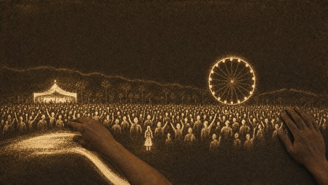 The sand crowd at night