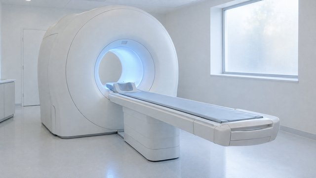 An empty white scanner room