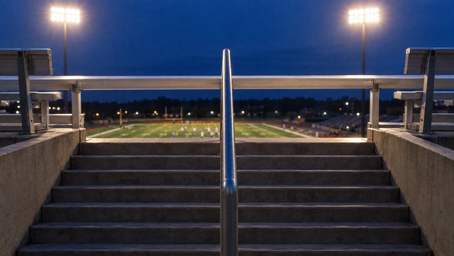 The last flight of steps to the empty top row
