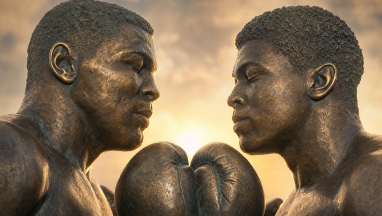 The bronze faces