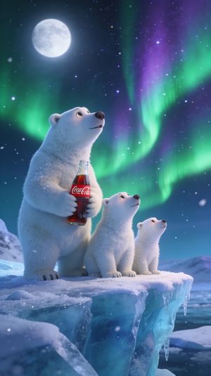 Polar Bear World: a 3D arctic night, soft fur, aurora skies