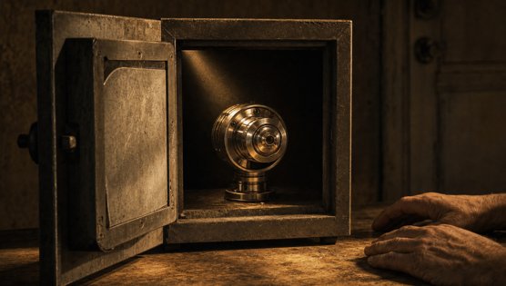 The safe door open with a new gleaming lock dial inside