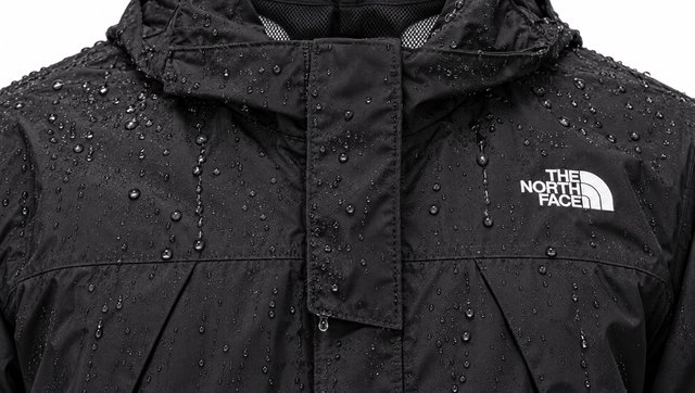 Water beading on the black shell and the storm flap