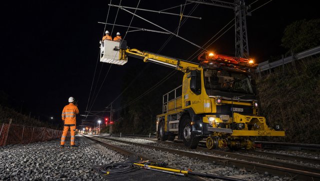 Beside the platform under the wiring