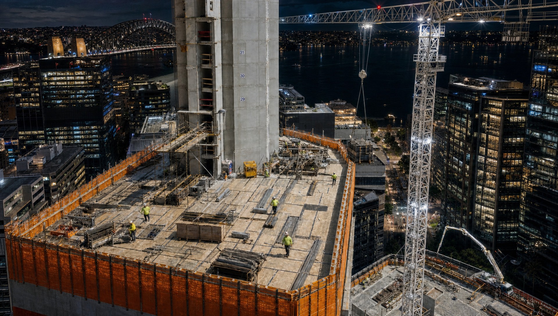 The deck on a night pour