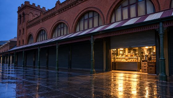 The market arcade at dawn